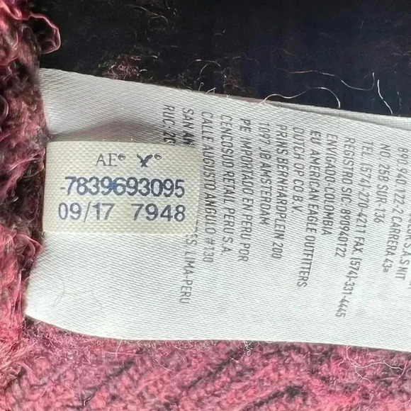 AMERICAN EAGLE Knitted Sweater Maroon Drop Shoulder Womens Size XXL - Picture 7 of 9